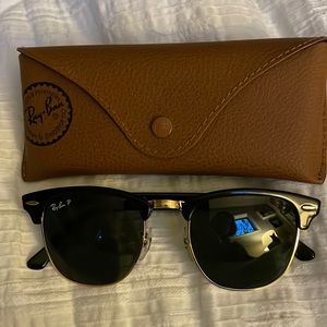 Rayban clubmaster polarized sunglasses with case